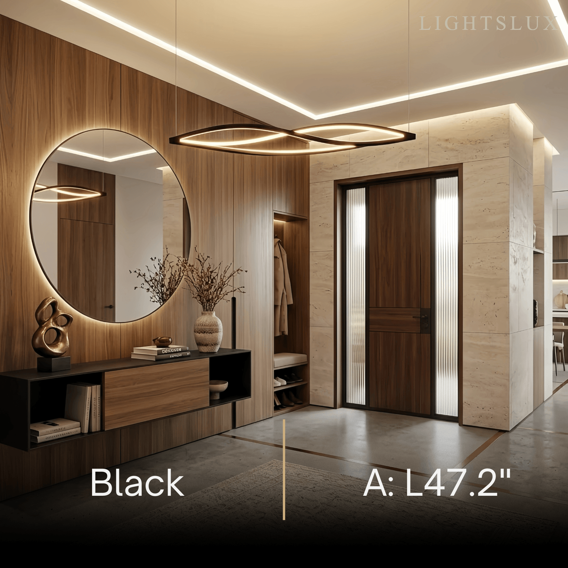 Arcato Art Deco Helix Pendant Light – Black/White Aluminum for Dining Room / Staircase