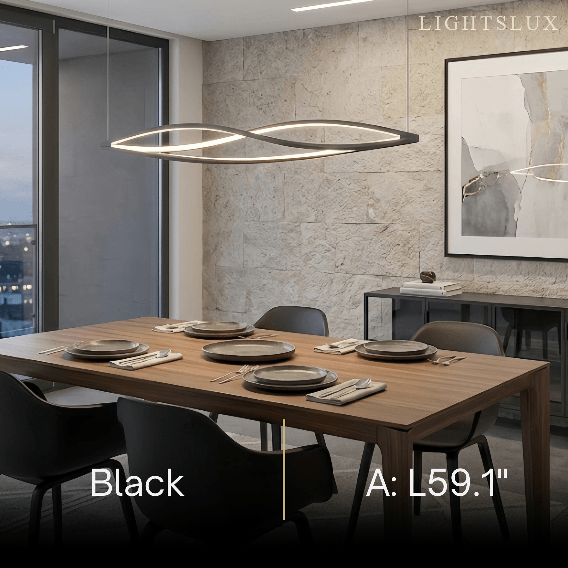 Arcato Art Deco Helix Pendant Light – Black/White Aluminum for Dining Room / Staircase