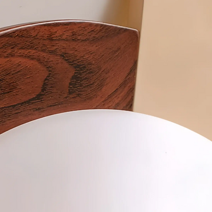 Modern Walnut Round Ceiling Light -- White Metal & Acrylic
