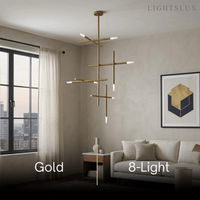 Modern Stick Chandelier -- Metal Gold or Black
