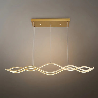 Modern Wavy Pendant Light -- Acrylic & Metal Black/White/Gold