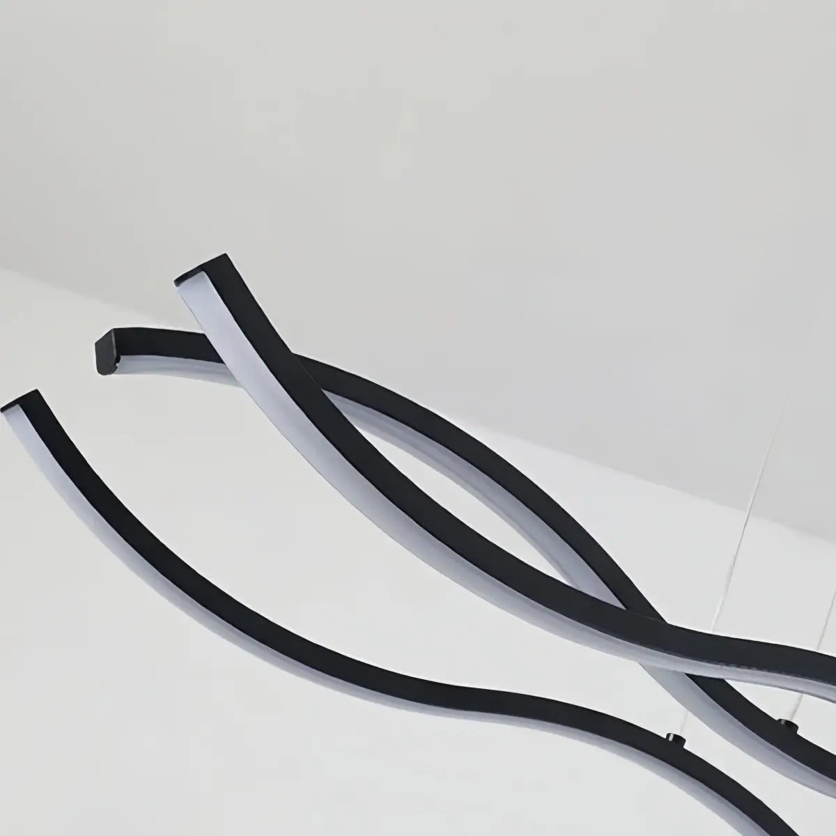 Modern Wavy Pendant Light -- Acrylic & Metal Black/White/Gold