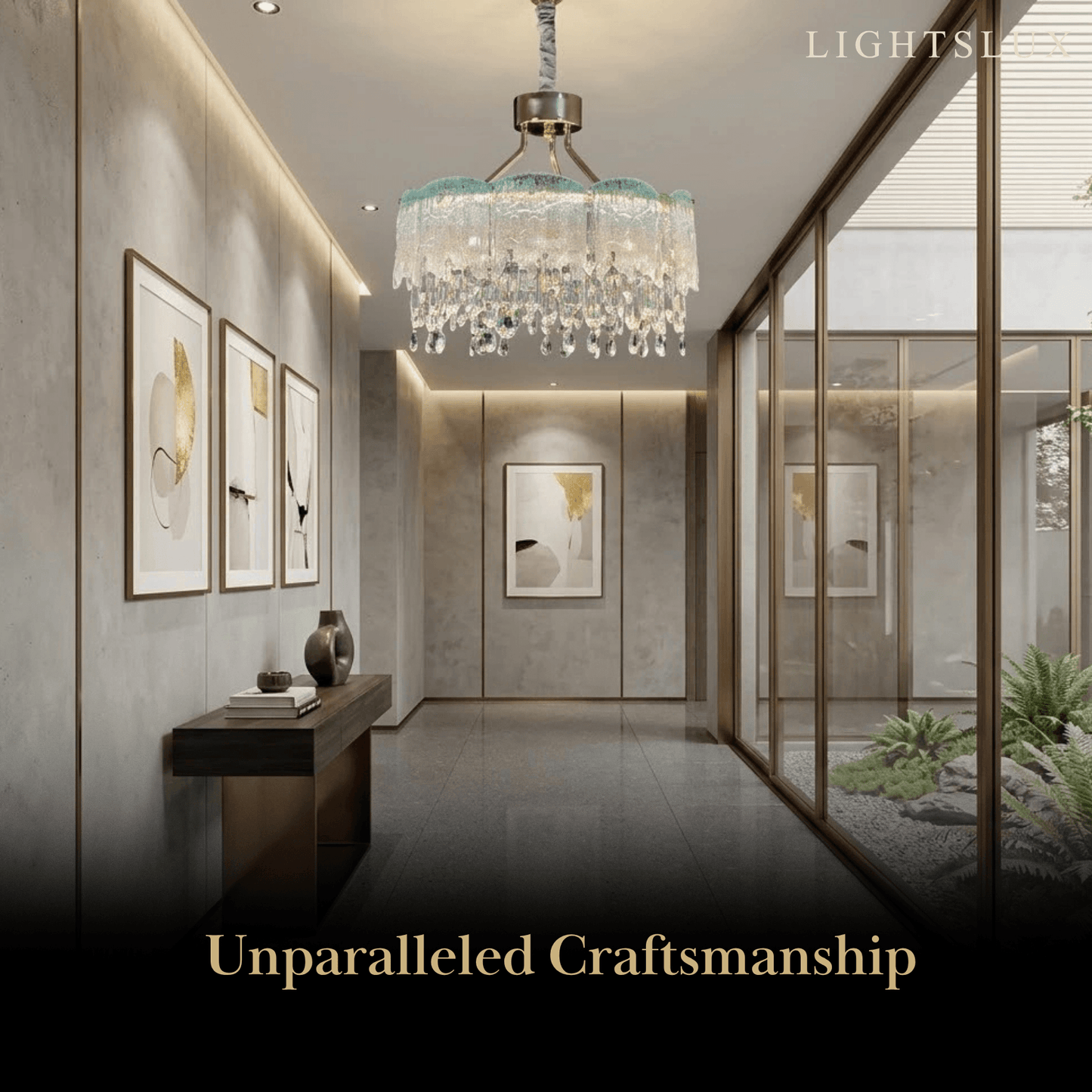 Vetro Elegant Glass Fringe Crystal Chandelier – Green/Pink/Clear Round for Bedroom / Dining Room