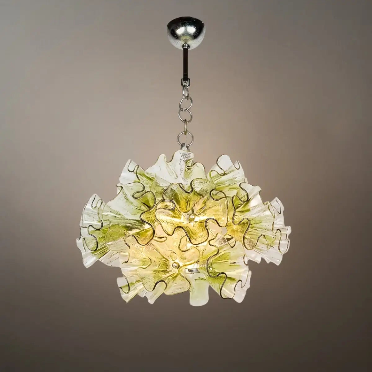 Vivara Modern Green Glass Flower Chandelier -- Metal Frame for Dining Room Living Room