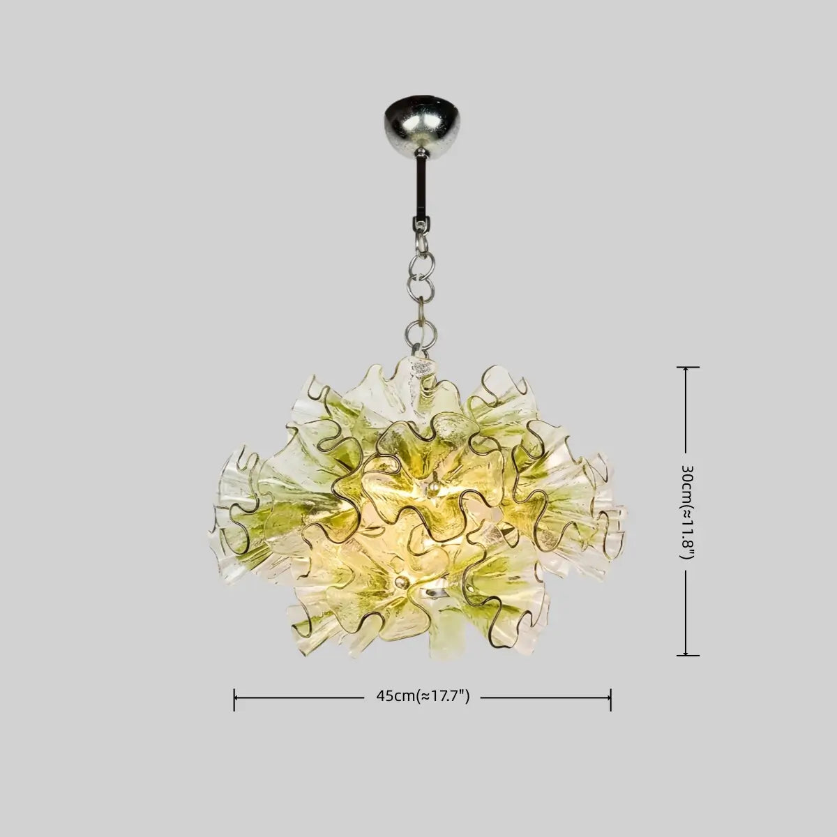 Vivara Modern Green Glass Flower Chandelier -- Metal Frame for Dining Room Living Room