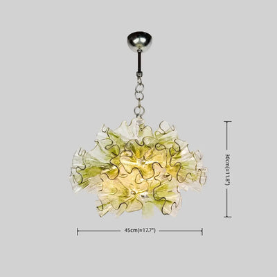 Vivara Modern Green Glass Flower Chandelier -- Metal Frame for Dining Room Living Room