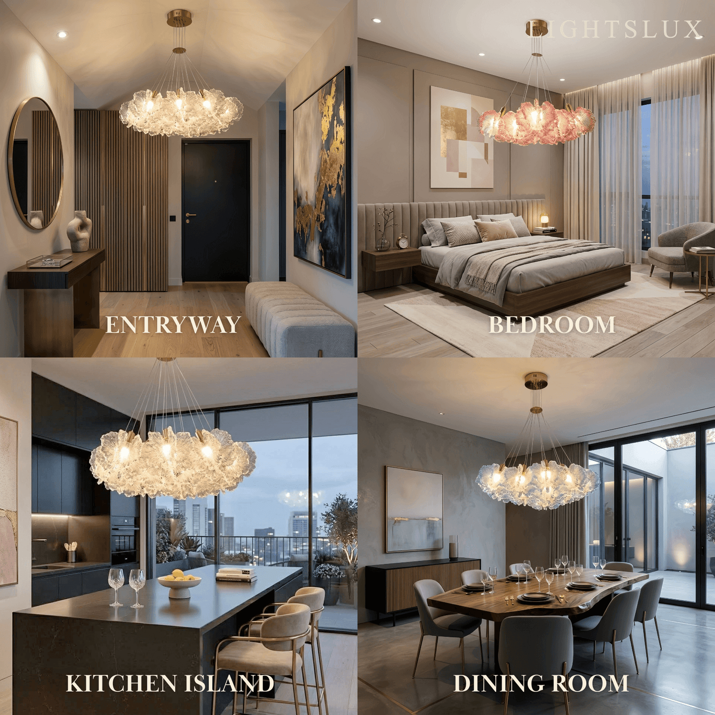 Vivara Modern Cloud Chandelier -- Colorful Acrylic White/Red/Purple/Blue for Dining Room