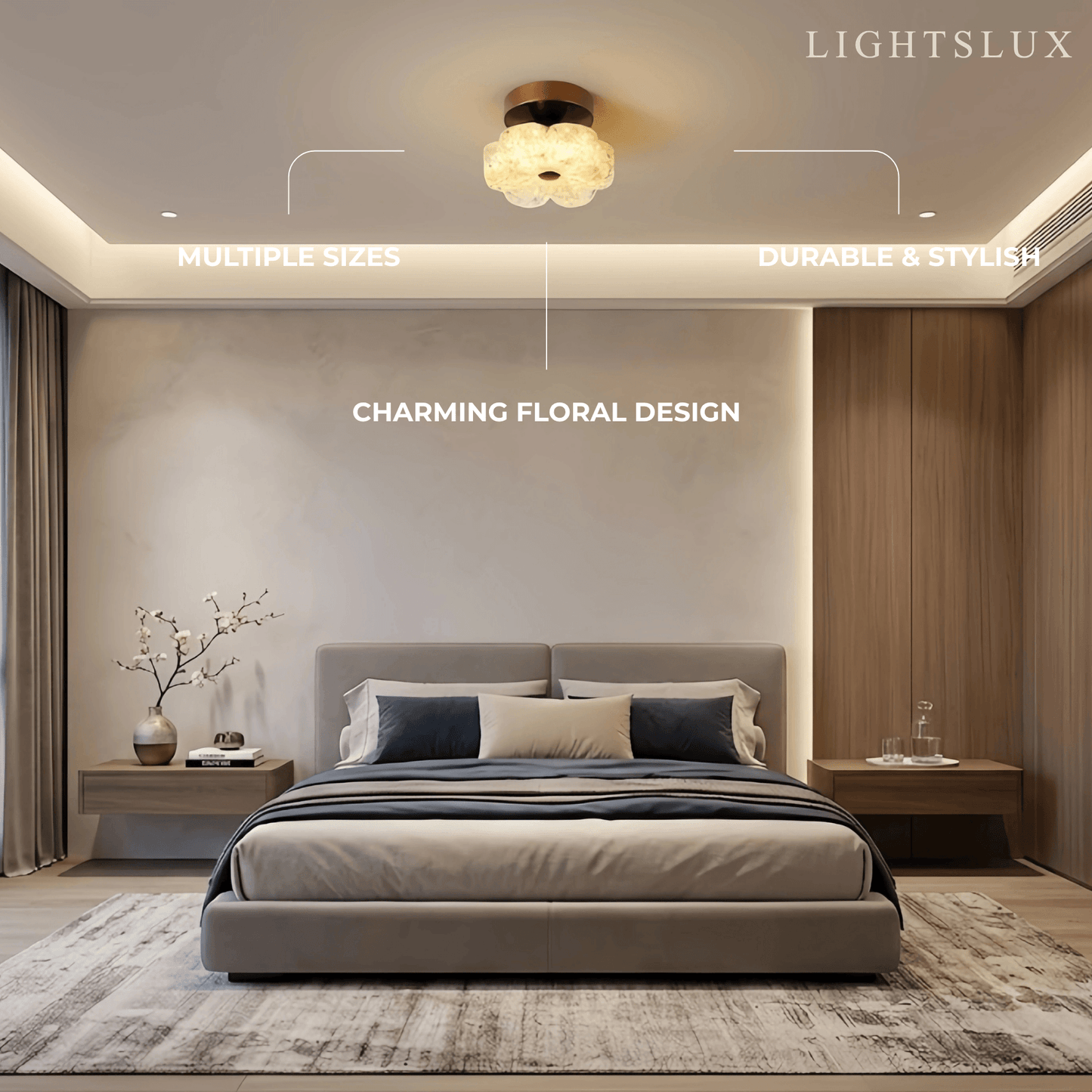 Vivara Modern Flush Mount Ceiling Light -- Metal & Resin Floral for Hallway Bathroom