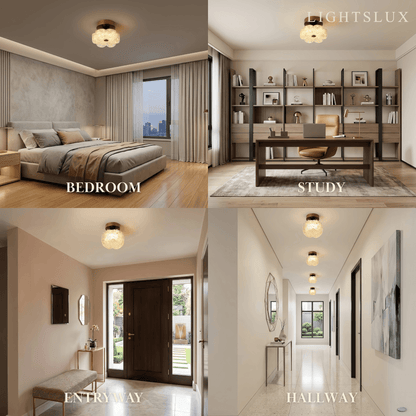 Vivara Modern Flush Mount Ceiling Light -- Metal & Resin Floral for Hallway Bathroom