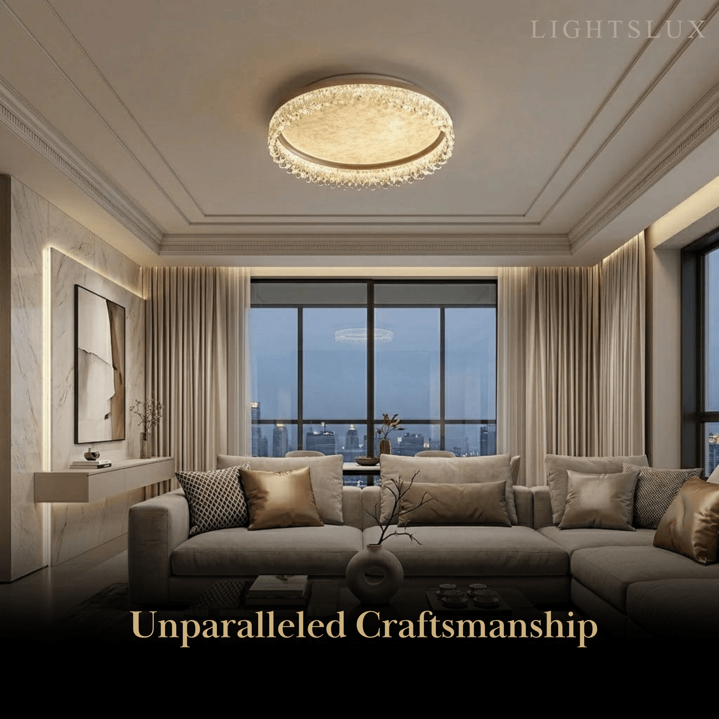Vivara Modern Gold Flush Mount Ceiling Light -- Acrylic & Metal for Bedroom Bathroom
