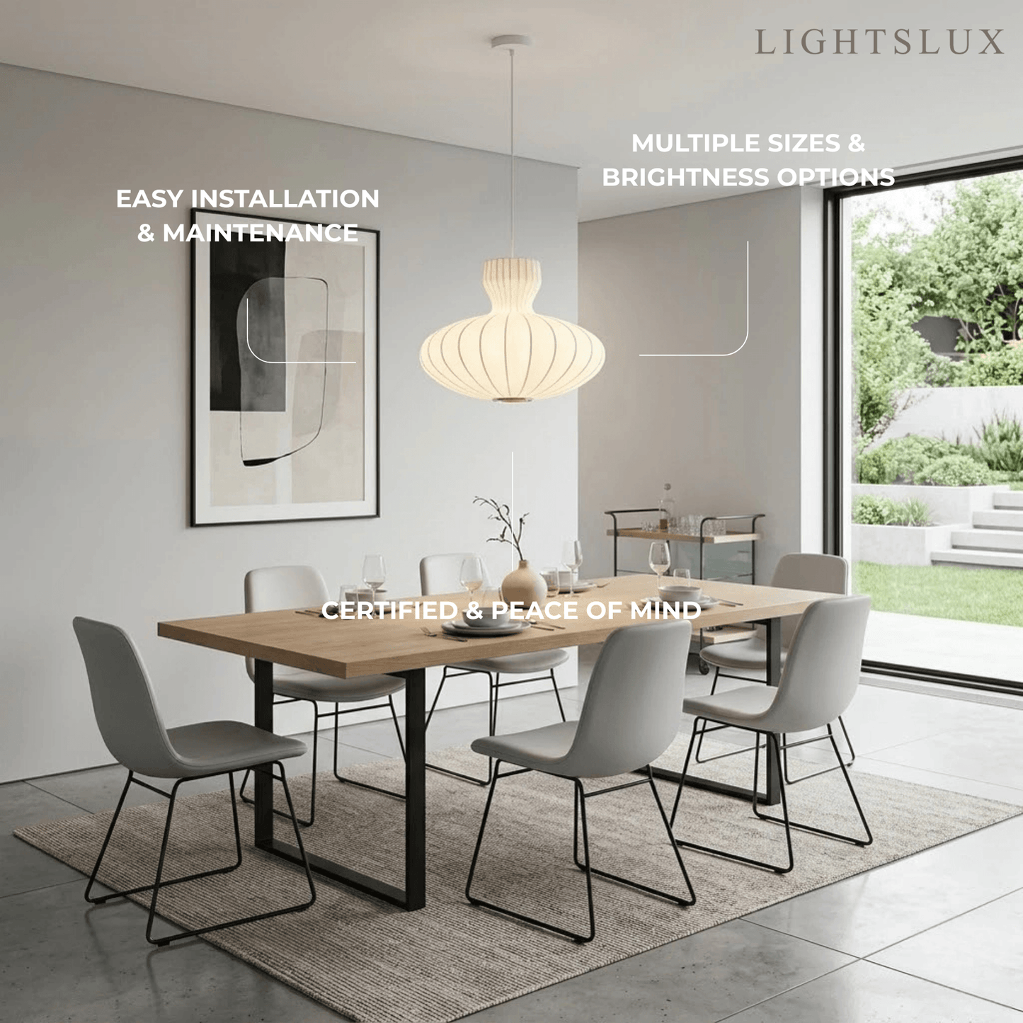 Crema Minimalist Silk Pendant Light – White