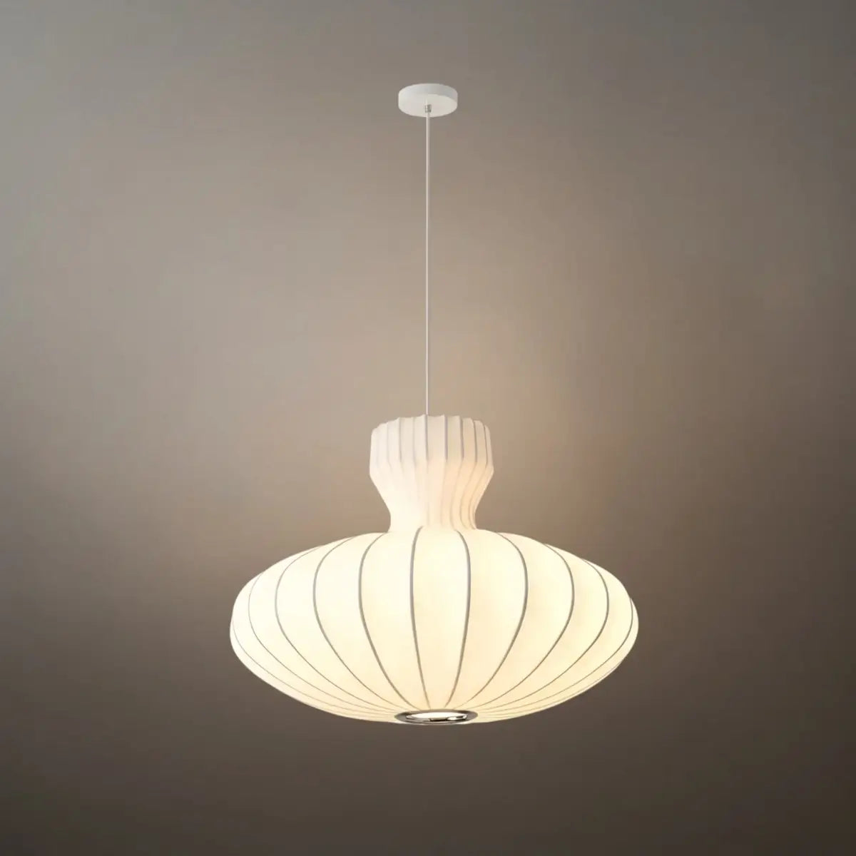 Crema Minimalist Silk Pendant Light – White