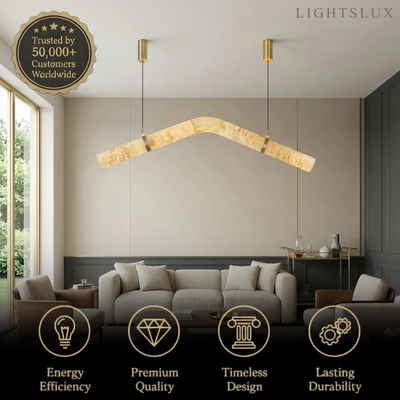 Contemporary Curved Alabaster Pendant Light -- White