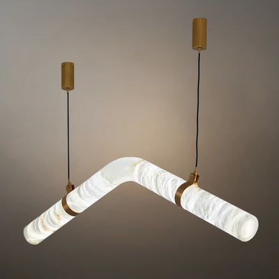 Contemporary NCurved Alabaster Pendant Light -- White