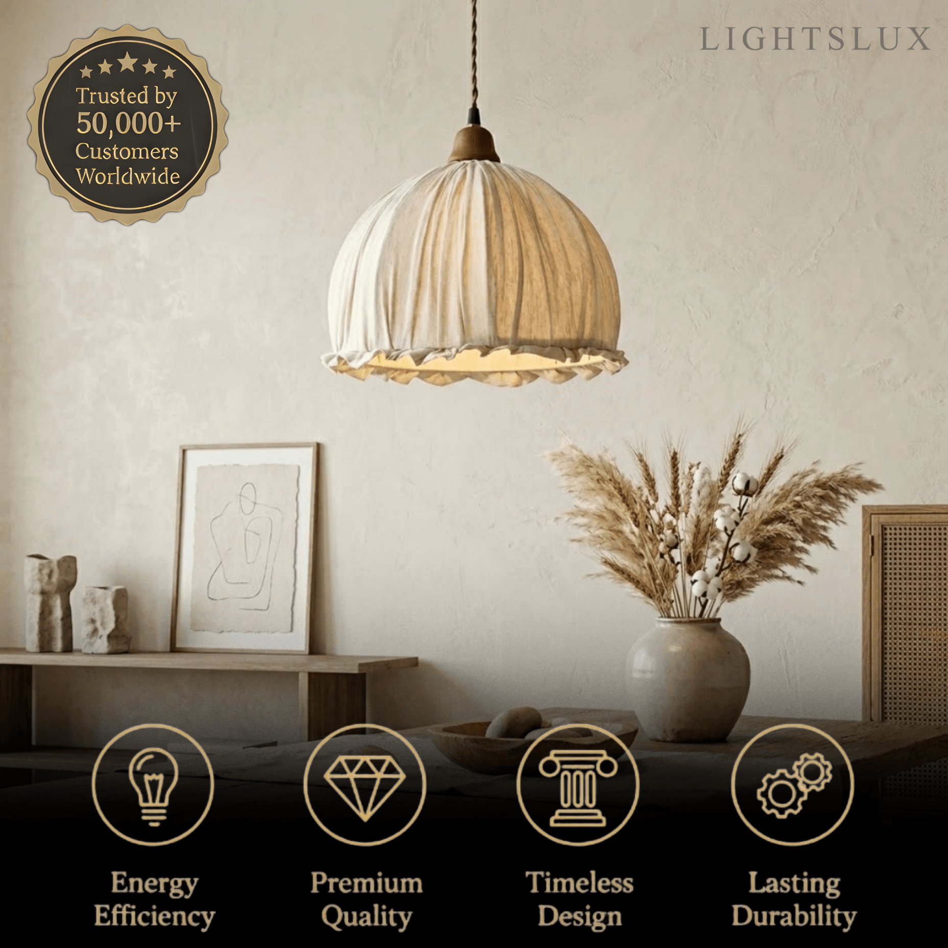  Zenno Minimalist Fabric Pendant Light 