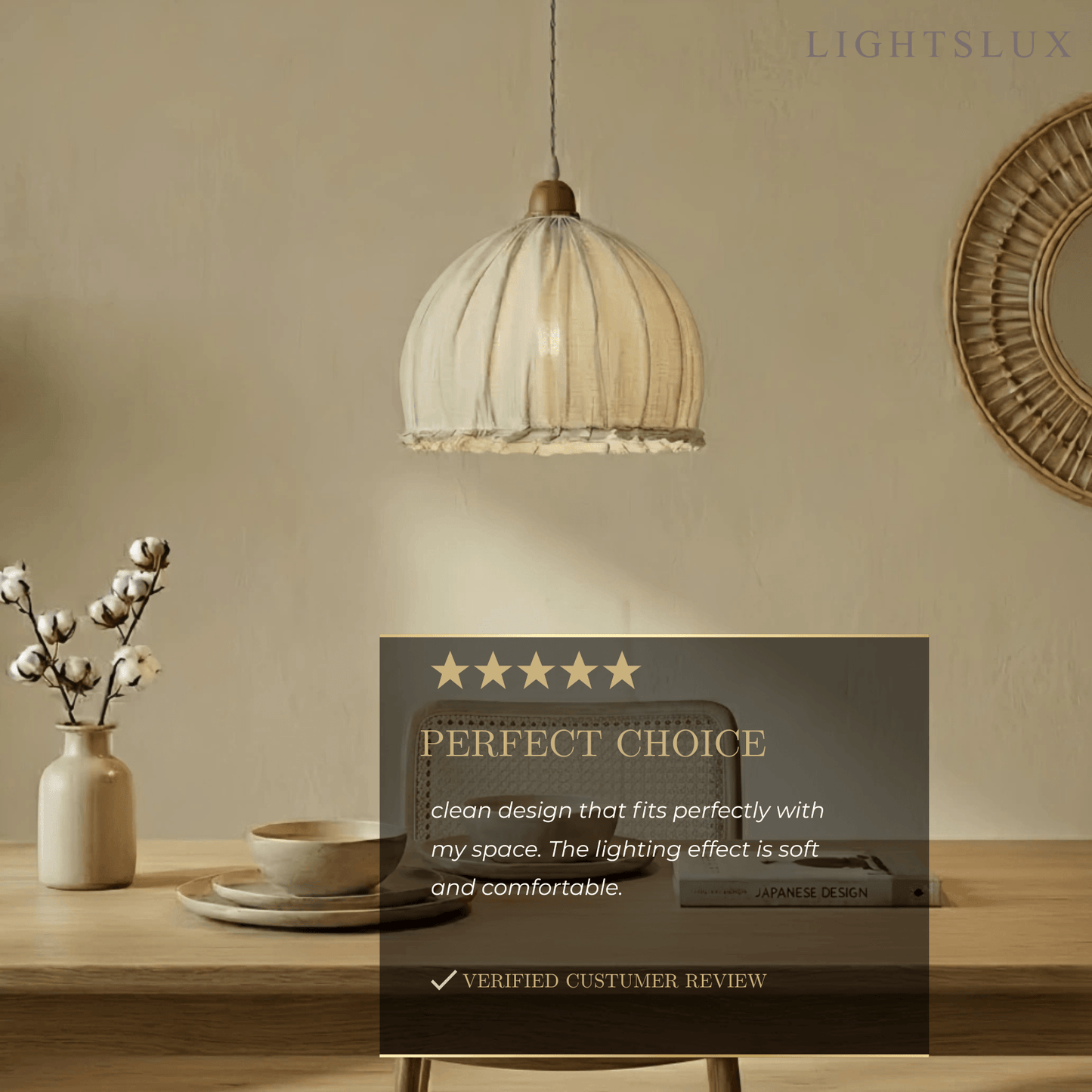 Zenno Minimalist Fabric Pendant Light 