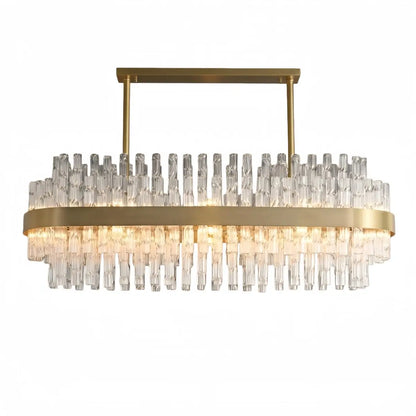 Excelis Luxury Rectangular Crystal Chandelier – Gold Frame for Dining Room / Kitchen