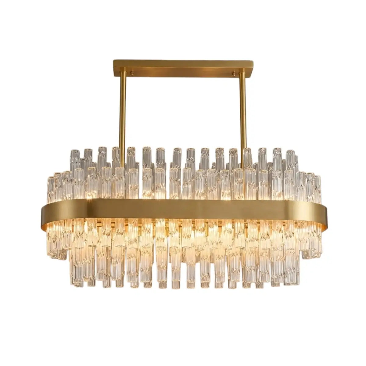 Excelis Luxury Rectangular Crystal Chandelier – Gold Frame for Dining Room / Kitchen