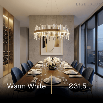 Excelis Luxury Round Crystal Chandelier – Gold Finish  for Living Room/Dining Room