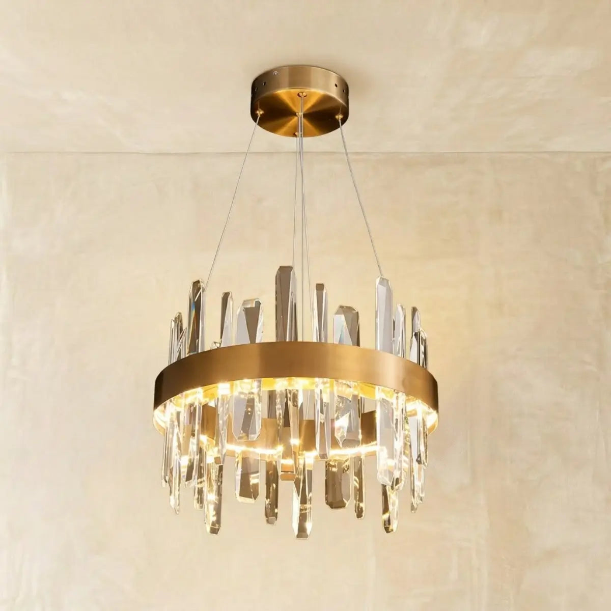 Excelis Luxury Round Crystal Chandelier – Gold Finish  for Living Room/Dining Room