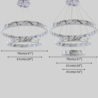 Contemporary Tiered Circular  Chandelier -- Marble