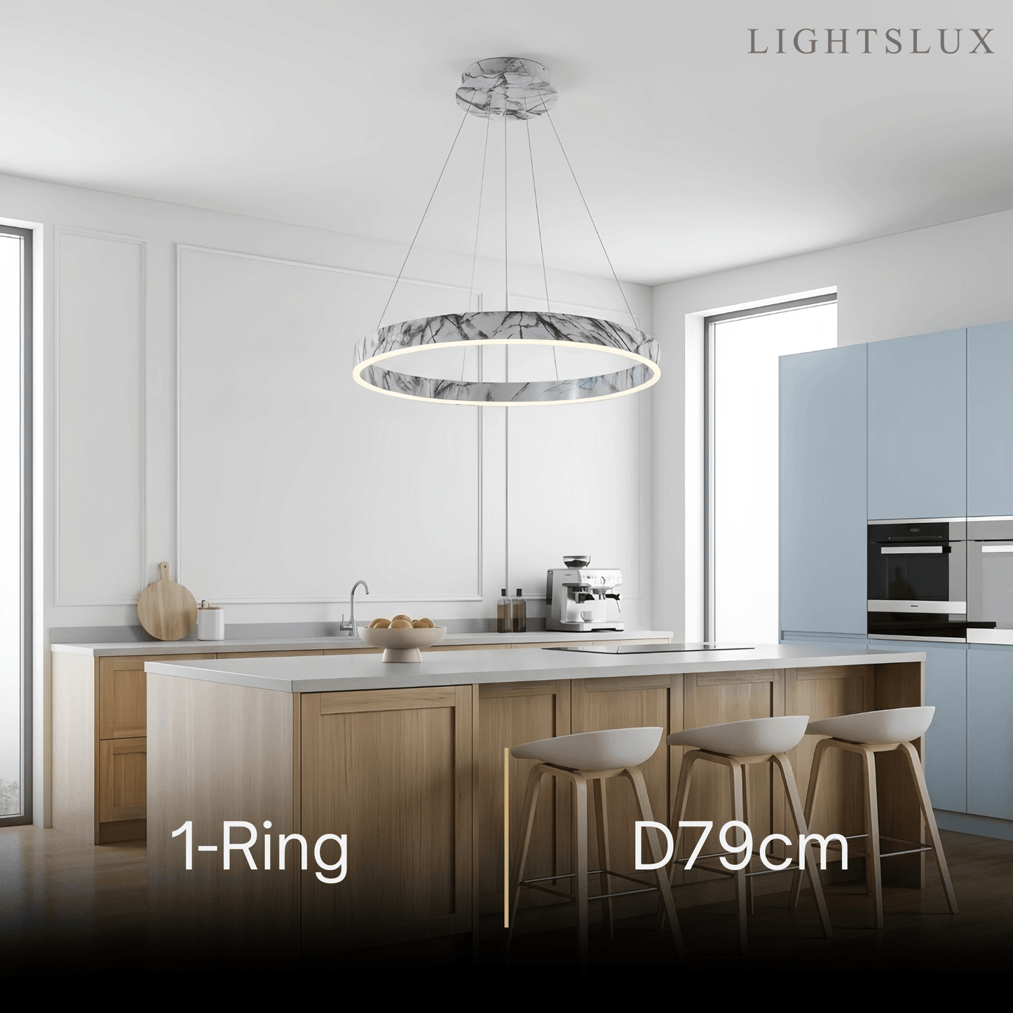 Contemporary Tiered Circular  Chandelier -- Marble