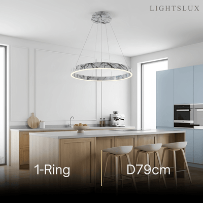 Contemporary Tiered Circular  Chandelier -- Marble