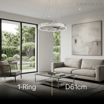 Contemporary Tiered Circular  Chandelier -- Marble