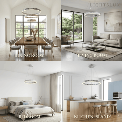 Contemporary Tiered Circular  Chandelier -- Marble