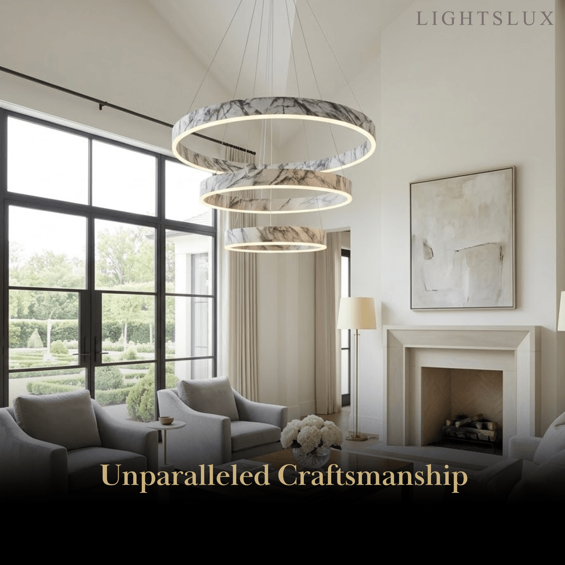 Contemporary Tiered Circular  Chandelier -- Marble