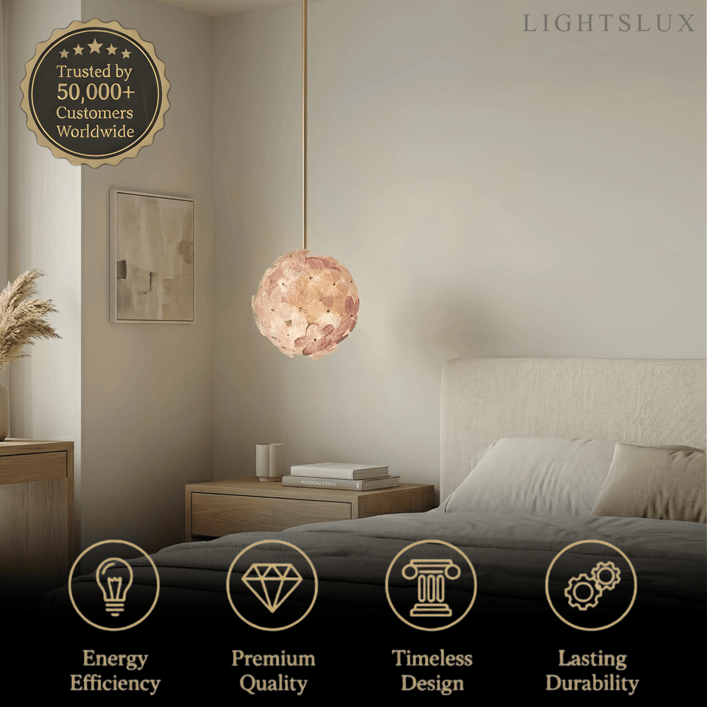 Art Deco Glass Orb Chandelier -- Pink