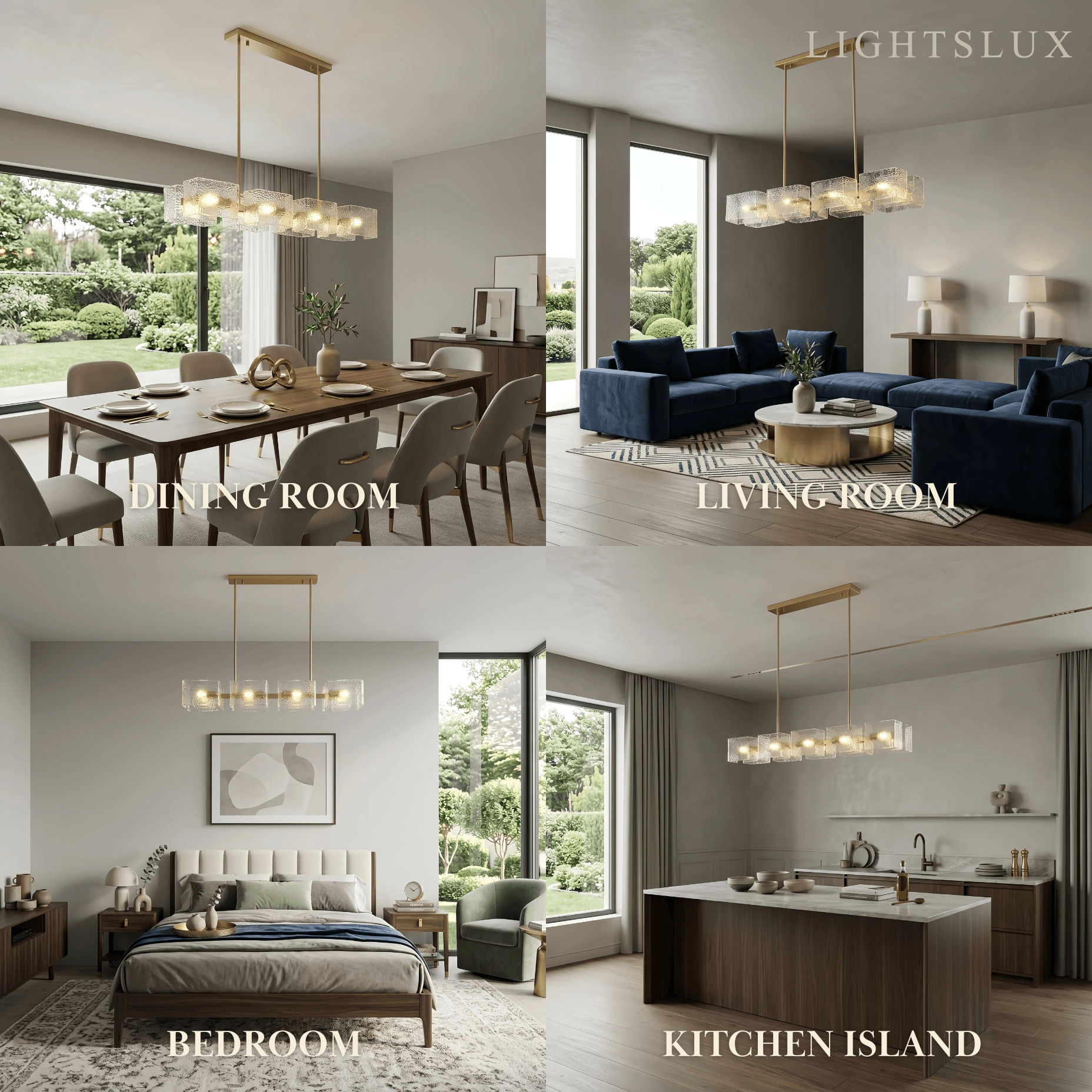 Elegant Straight Chandelier -- Gold