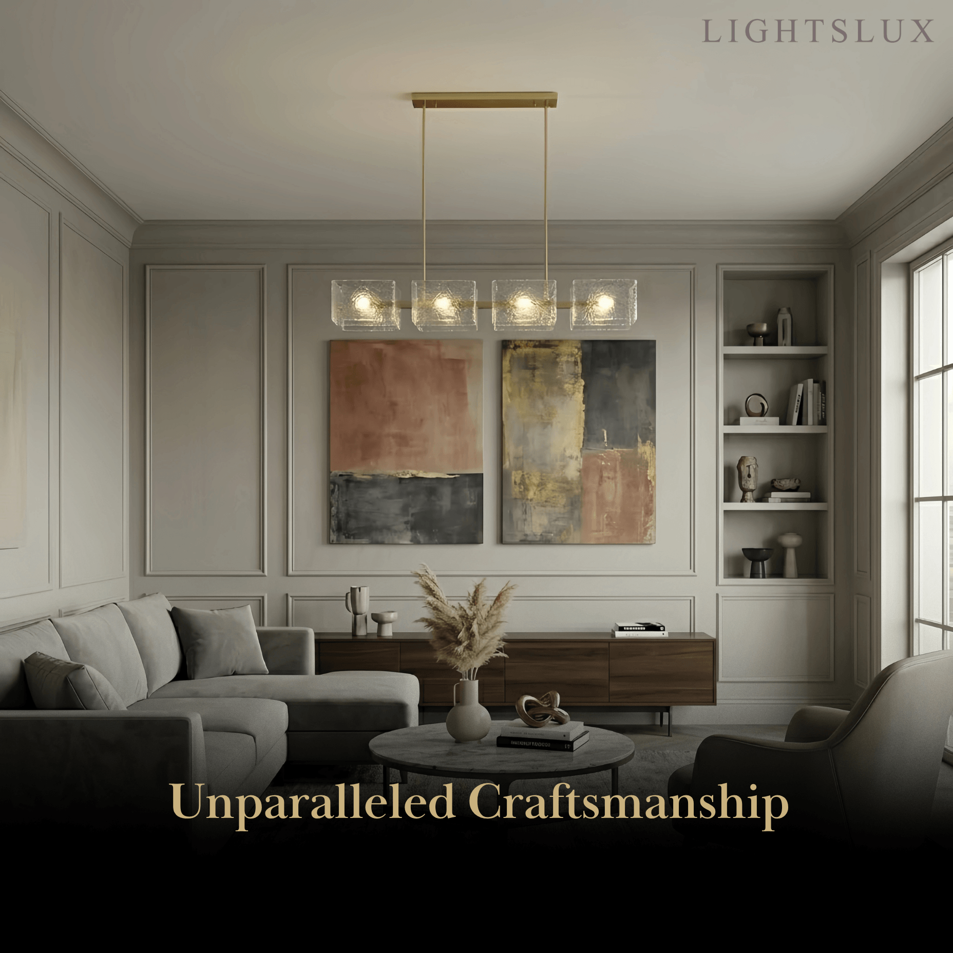 Elegant Straight Chandelier -- Gold