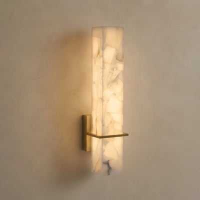 Alba Minimalist Cuboid Wall Lamp -- White Alabaster & Metal for Bedroom Living Room