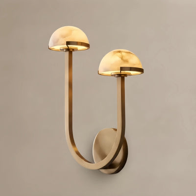 Modern Double Wall Light -- Brass & Alabaster for Indoor Wall