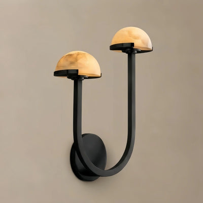 Alba Modern Double Wall Light -- Brass & Alabaster for Indoor Wall