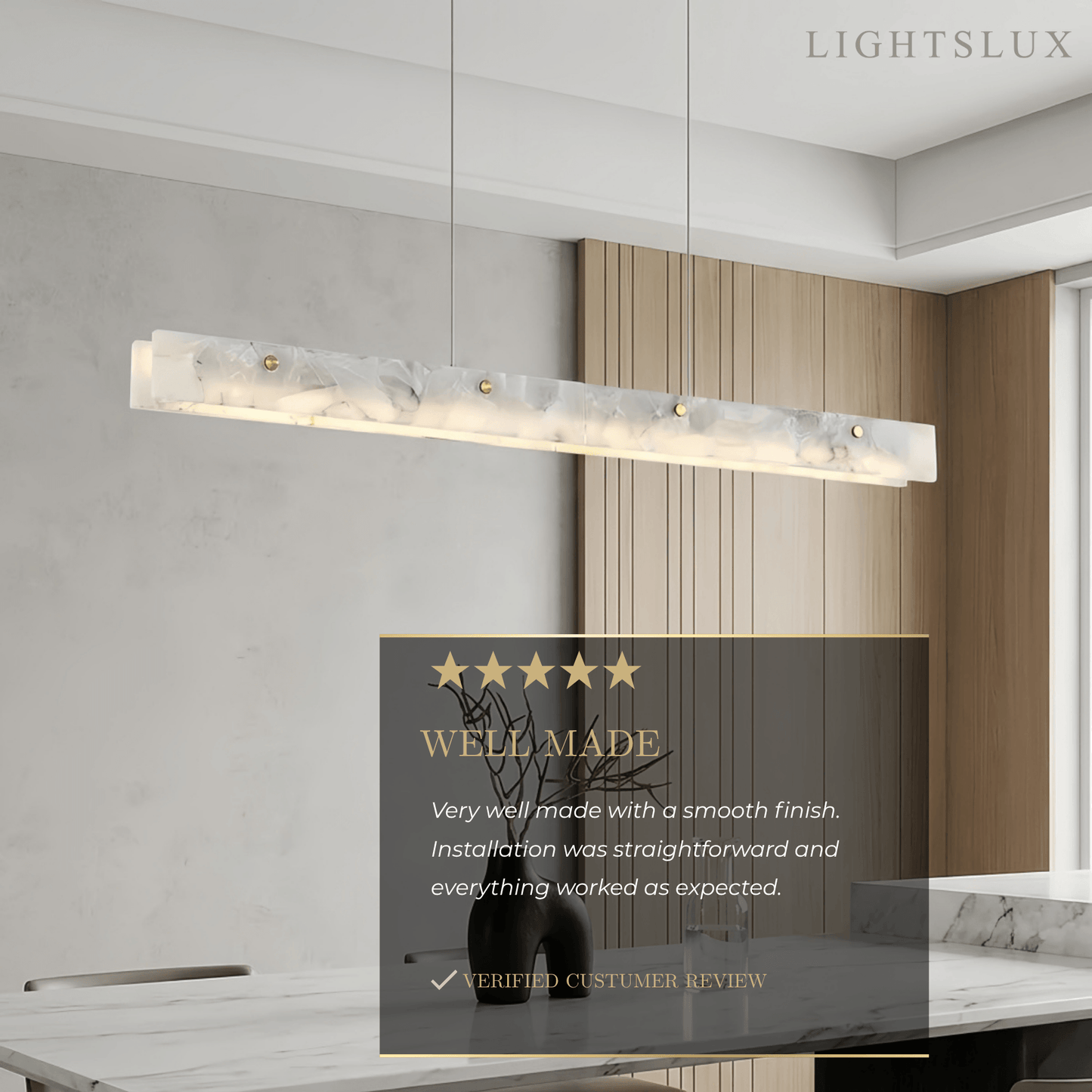 Alba Modern Alabaster Linear Pendant Light