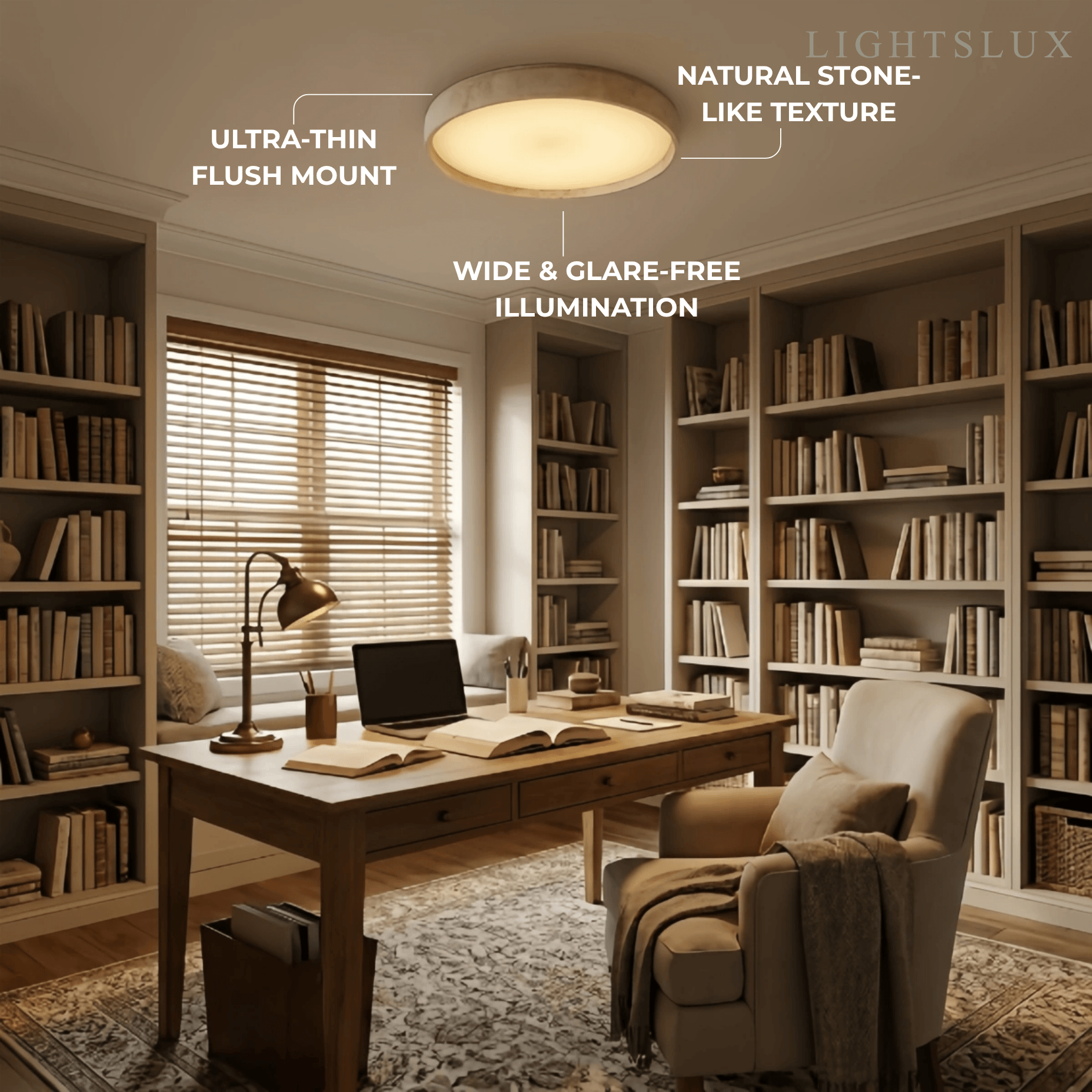 Strata Modern Minimalist Travertine Ceiling Light