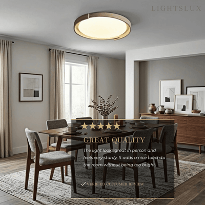 Strata Minimalist Round Travertine Ceiling Light