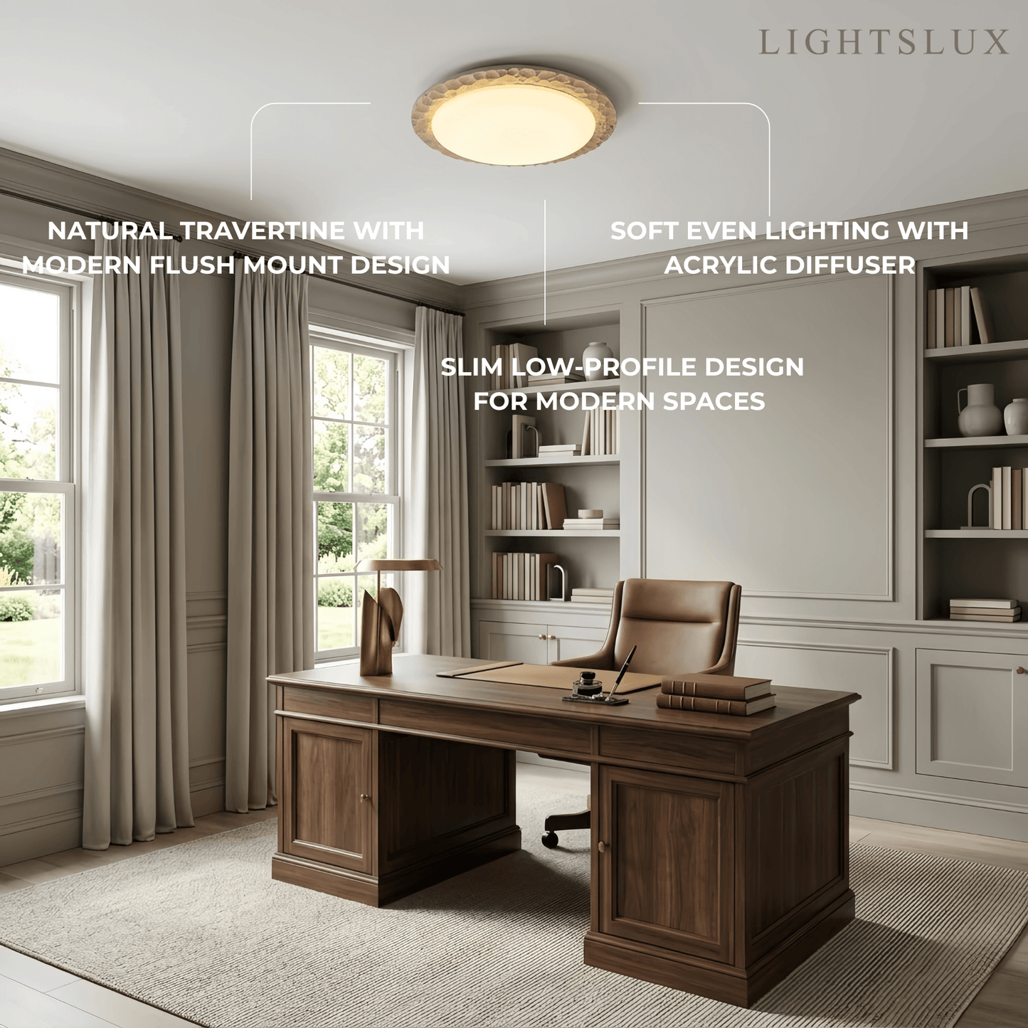 Strata Natural Travertine Ceiling Light