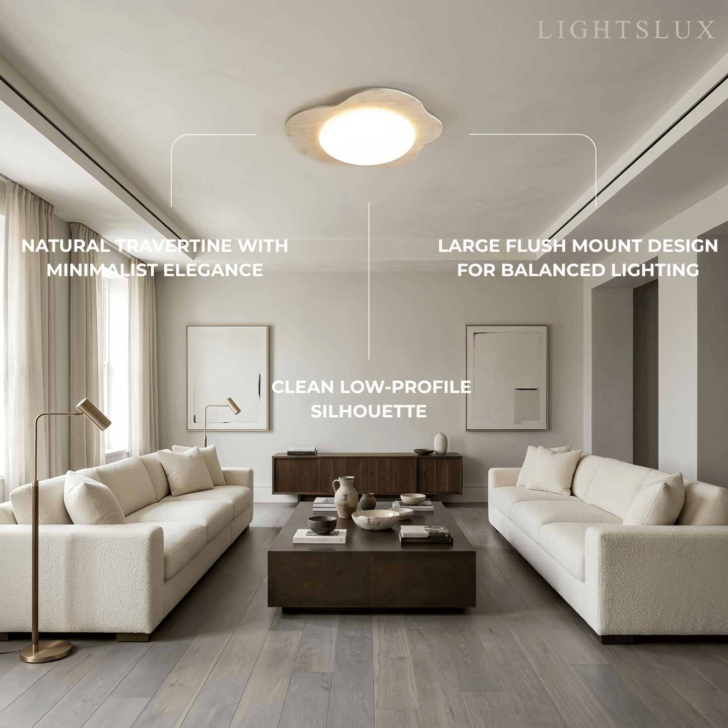 Strata Minimalist Travertine Ceiling Light 