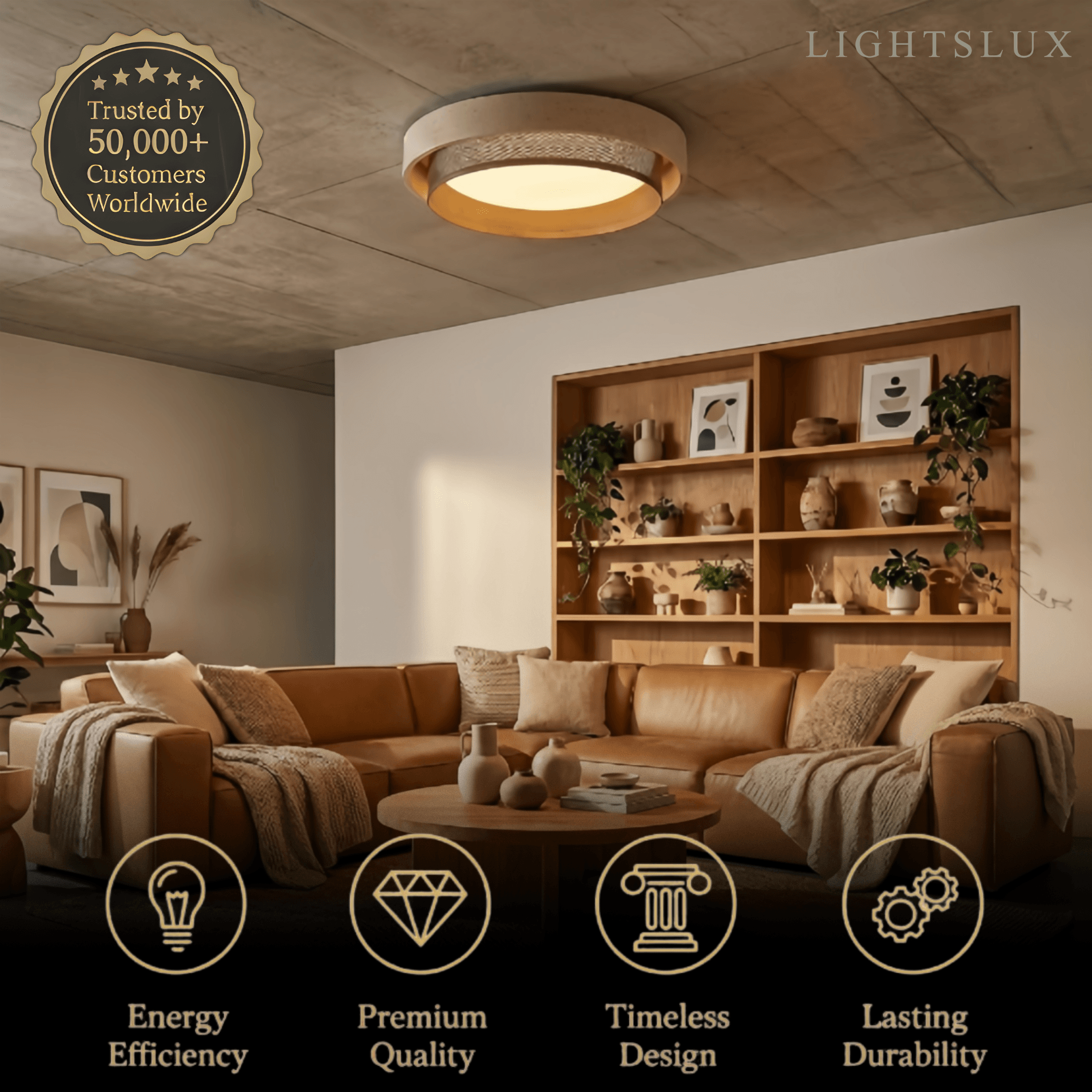 Strata Modern Minimalist Ceiling Light – Yellow Travertine