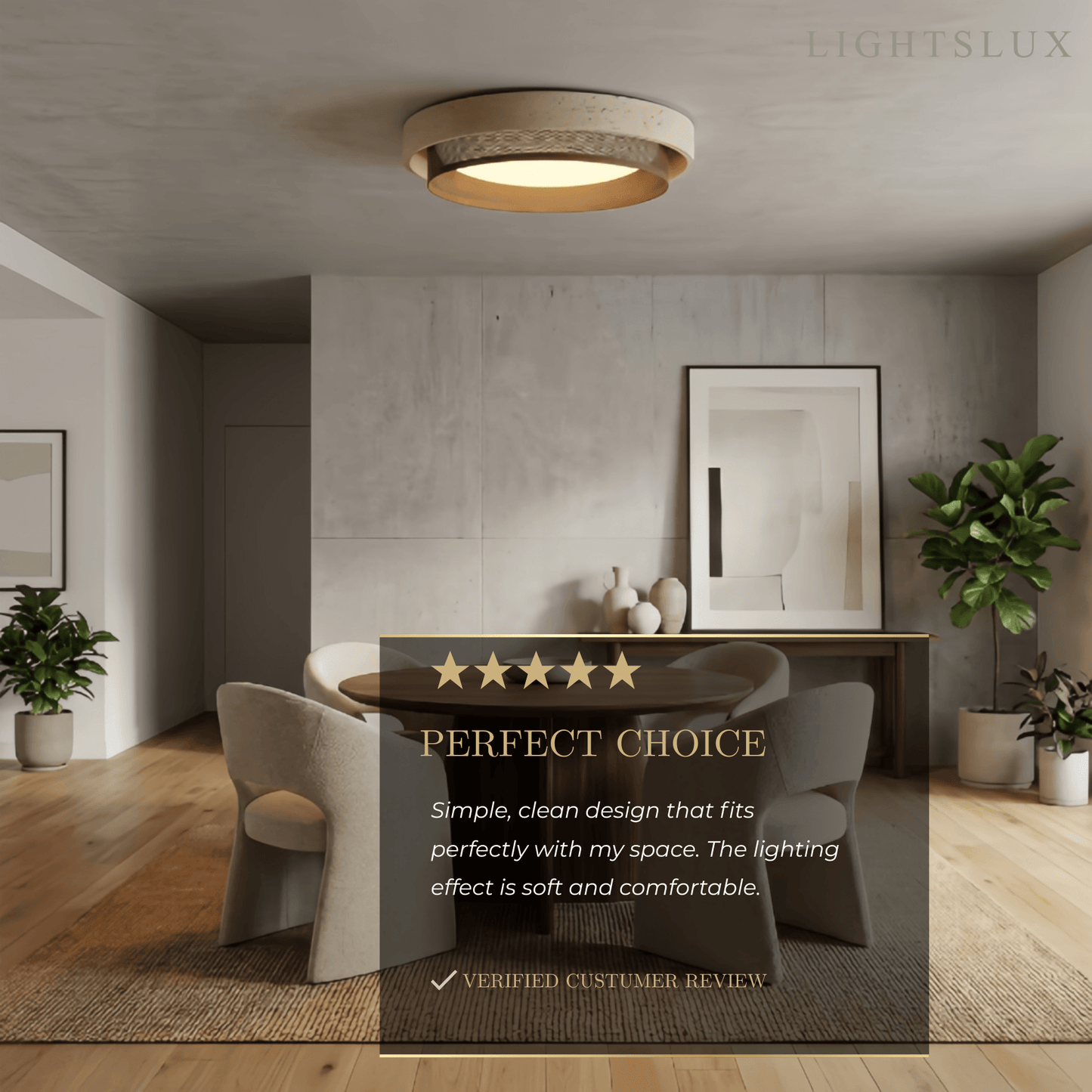 Strata Modern Minimalist Ceiling Light – Yellow Travertine
