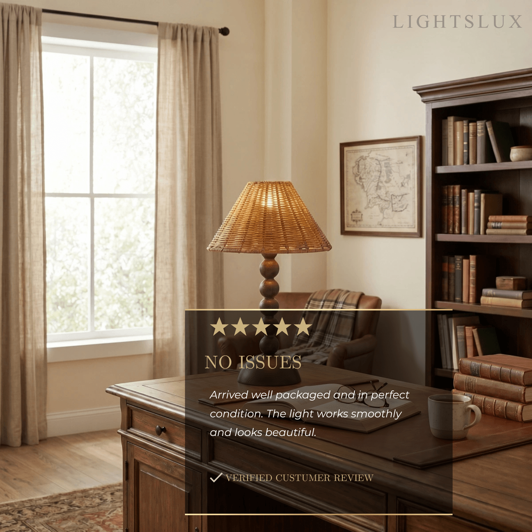 Bamburo Vintage Natural Wood & Rattan Table Lamp