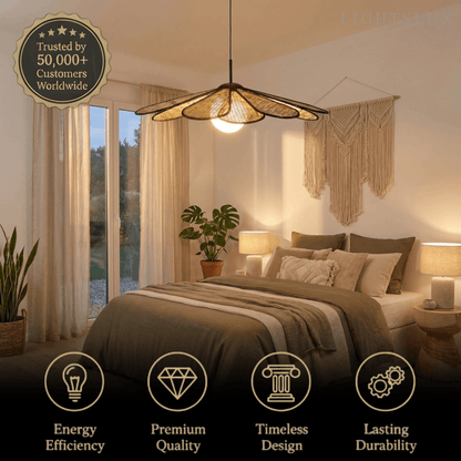 Bamburo Natural Rattan Petal Pendant Light