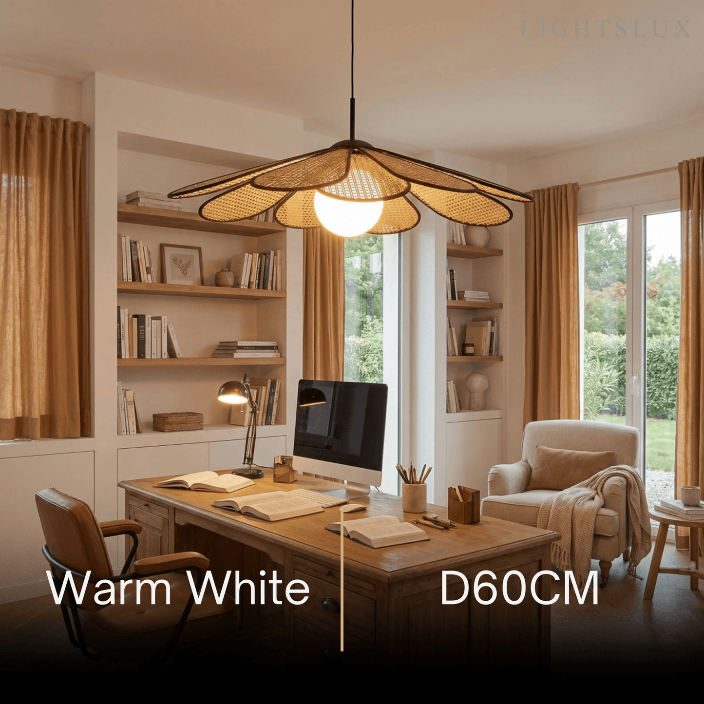 Bamburo Natural Rattan Petal Pendant Light