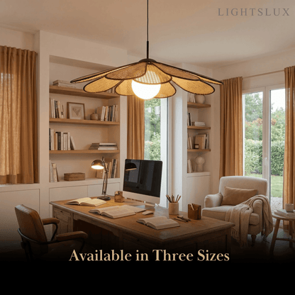 Bamburo Natural Rattan Petal Pendant Light