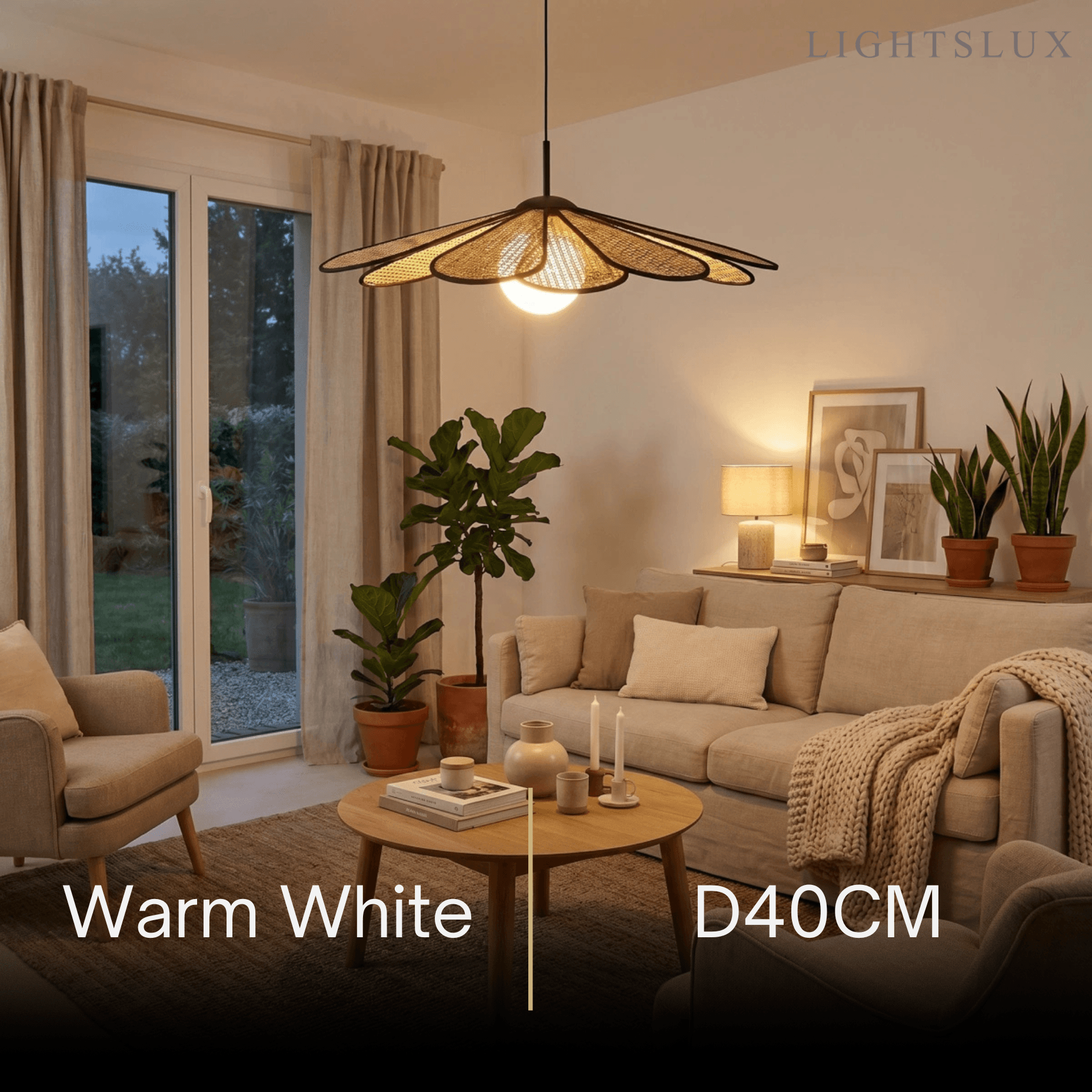 Bamburo Natural Rattan Petal Pendant Light