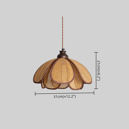 Bamburo Natural Pendant Light Rattan and Wood Walnut 