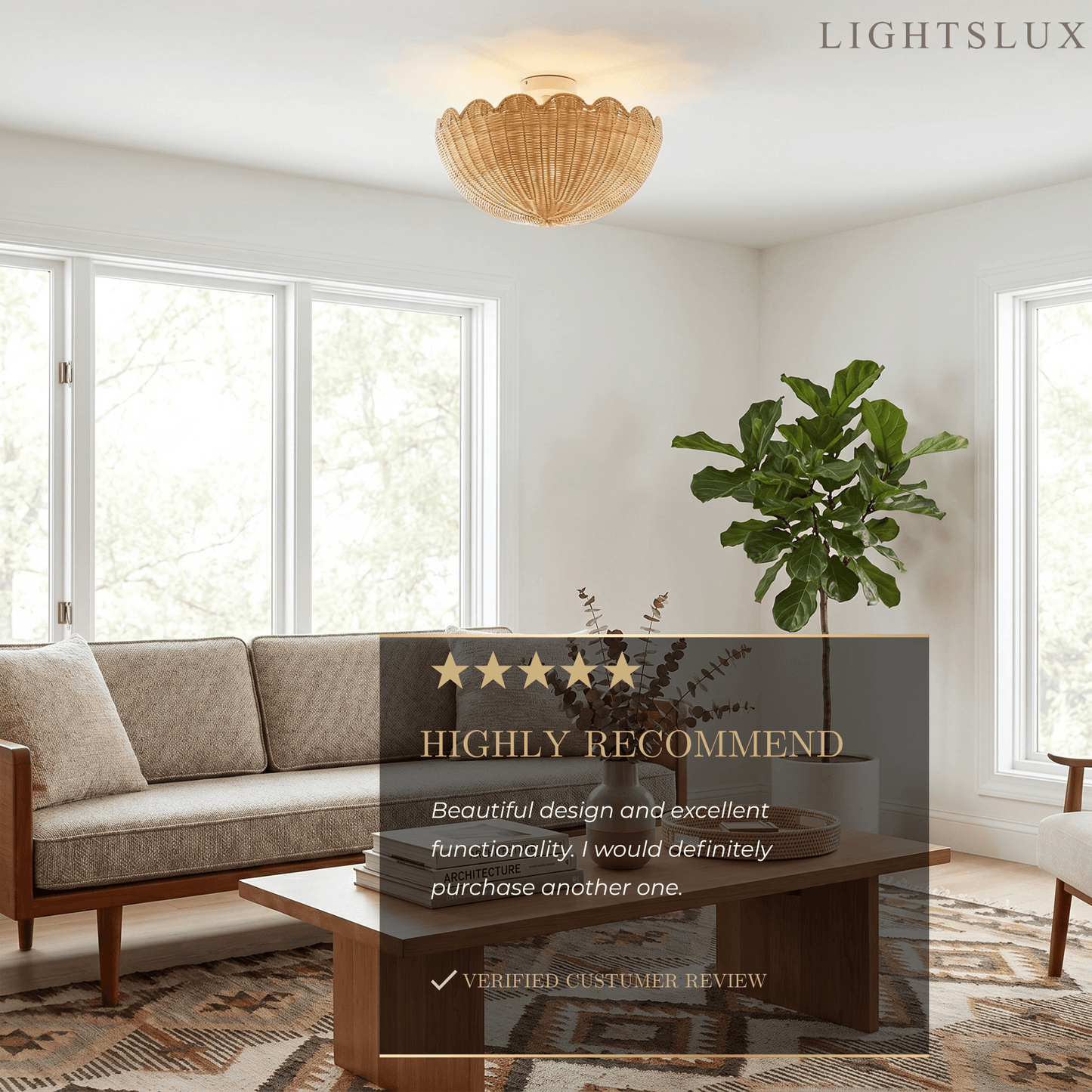 Natural Rattan Ceiling Light